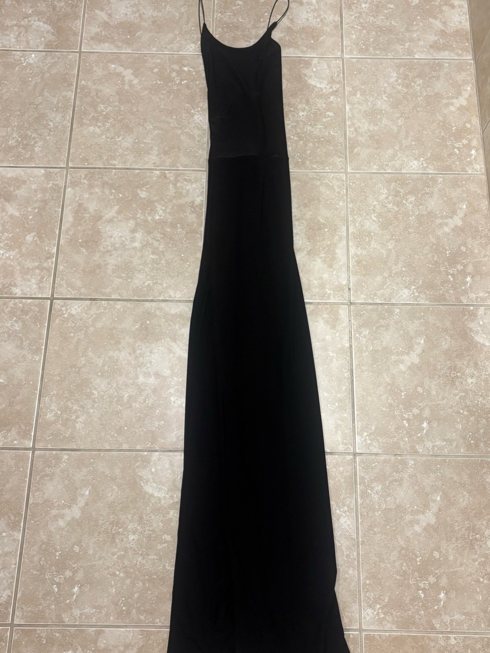 Classic Black Slip Maxi Dress with Spaghetti Straps